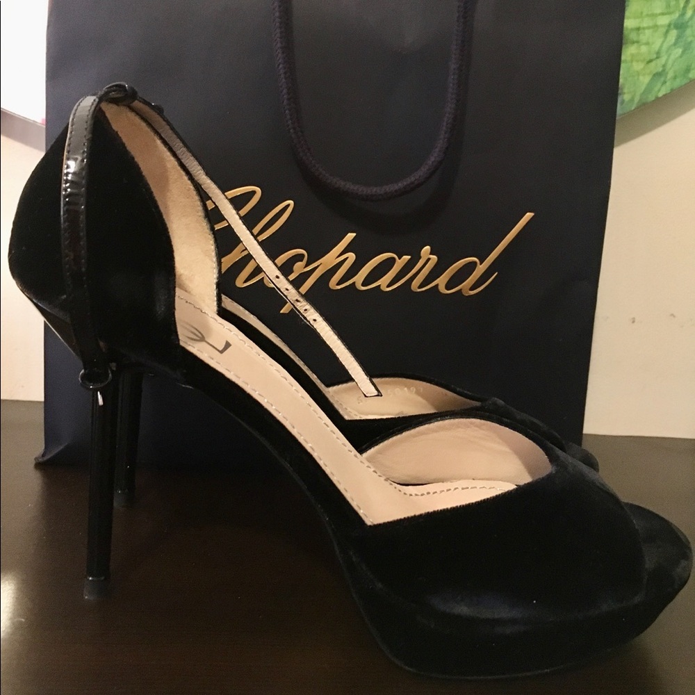 YSL black - velvet platform sandals - size 40